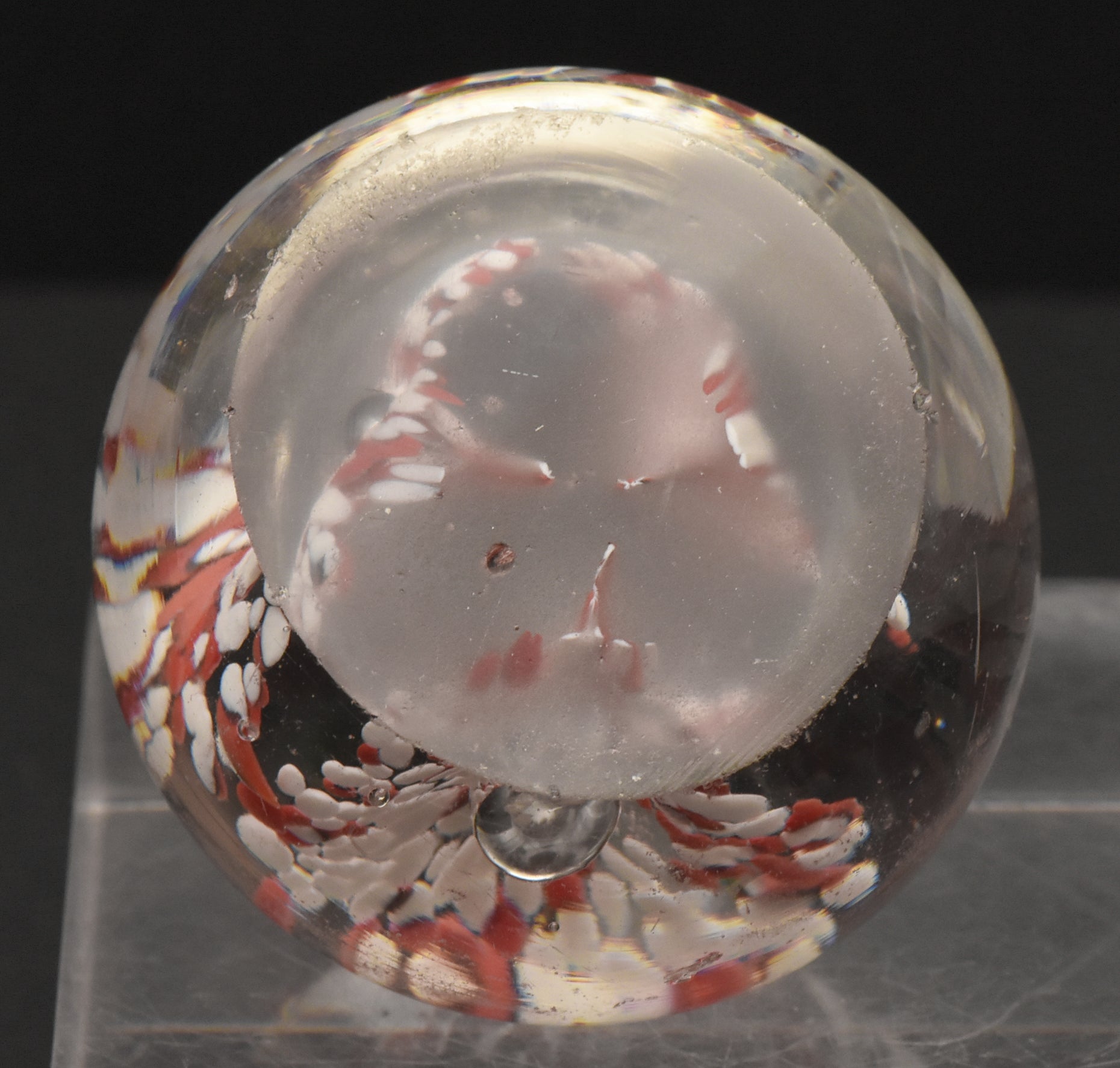 Vintage Red and White Confetti Floral Paperweight