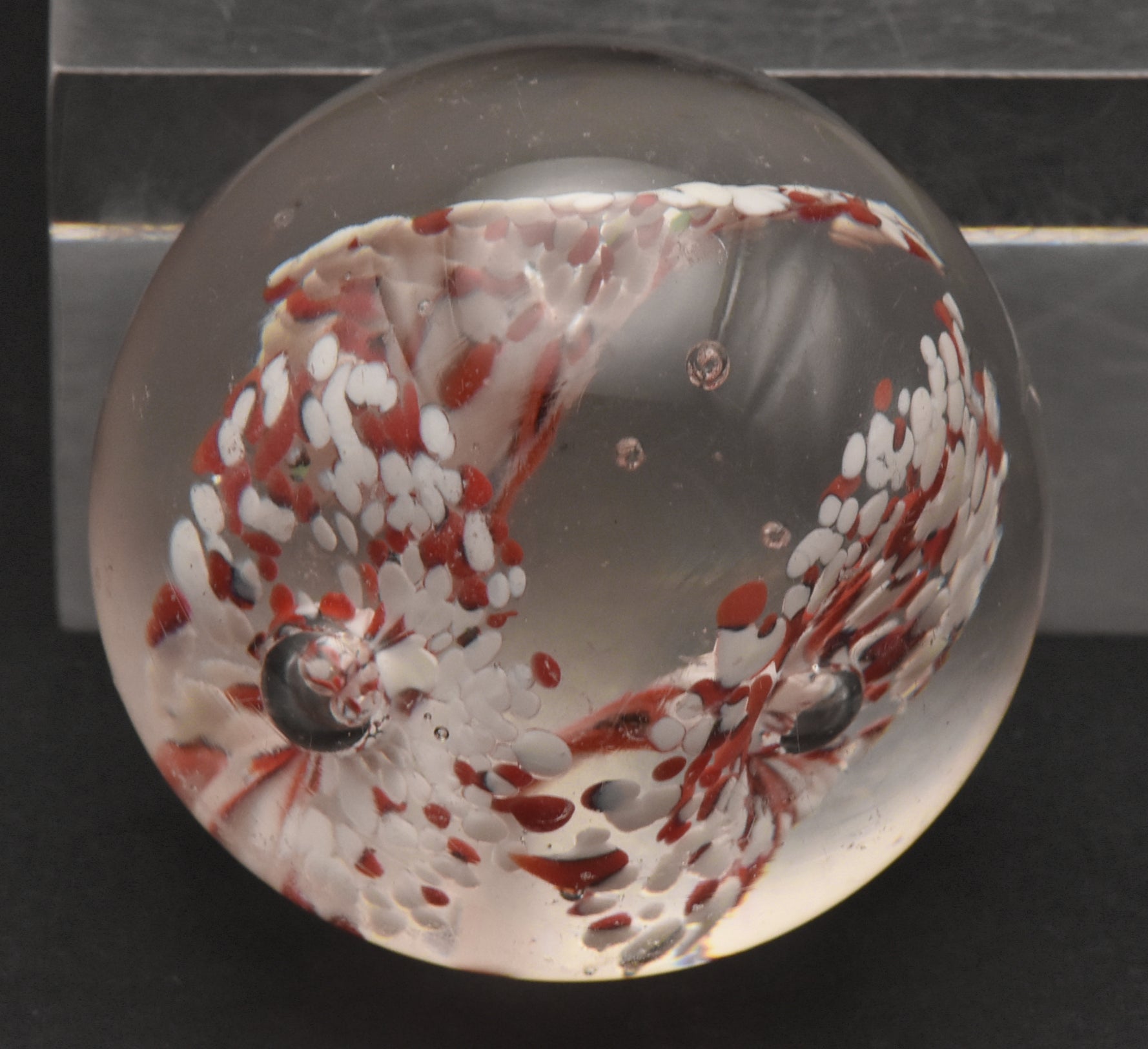 Vintage Red and White Confetti Floral Paperweight