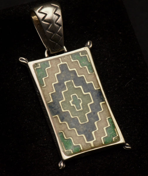 Relios - Vintage Sterling Silver Enamel Geometric Design Pendant