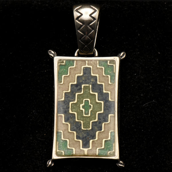 Relios - Vintage Sterling Silver Enamel Geometric Design Pendant