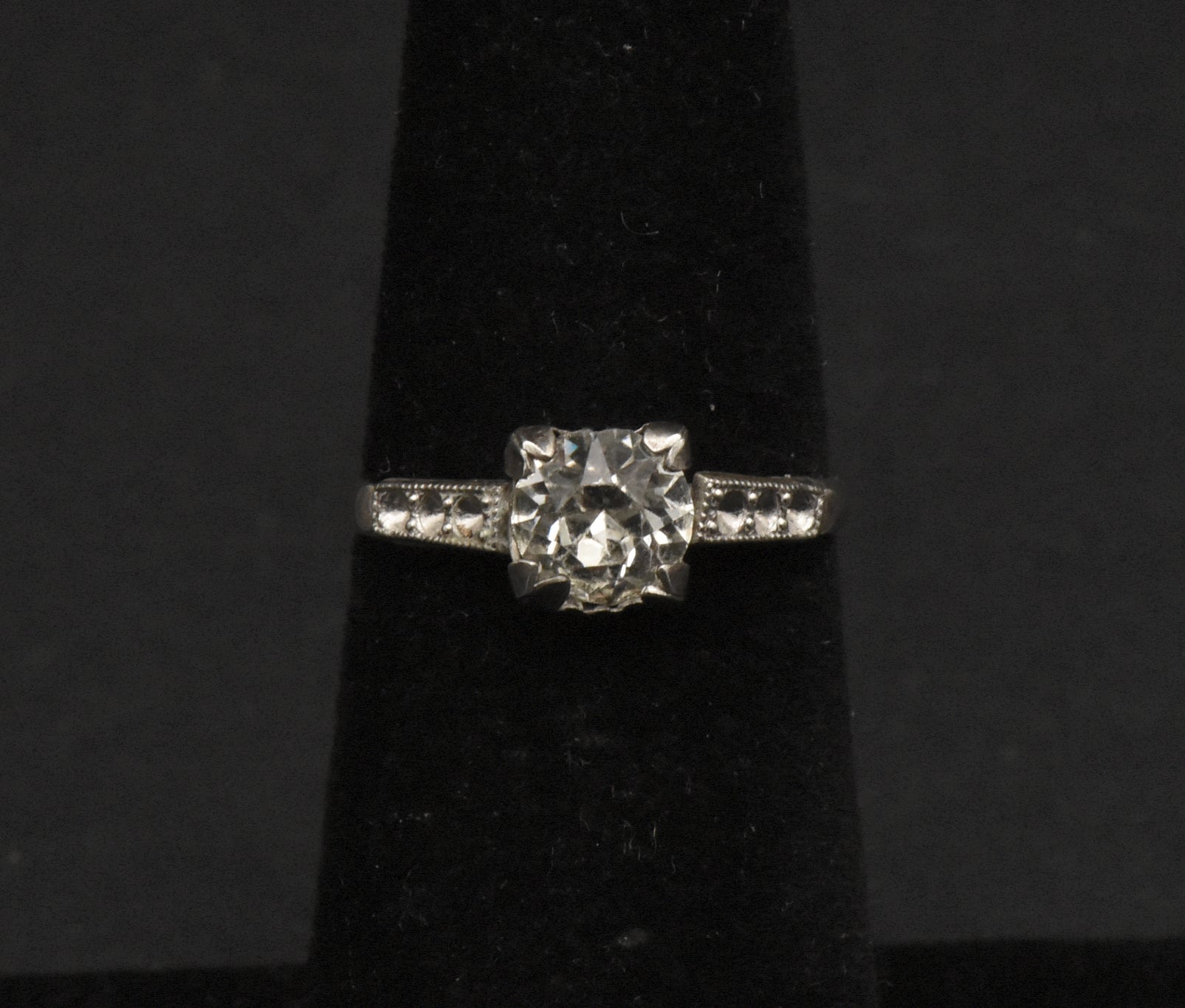 Vintage Sterling Silver Rhinestone Ring - Size 5.25