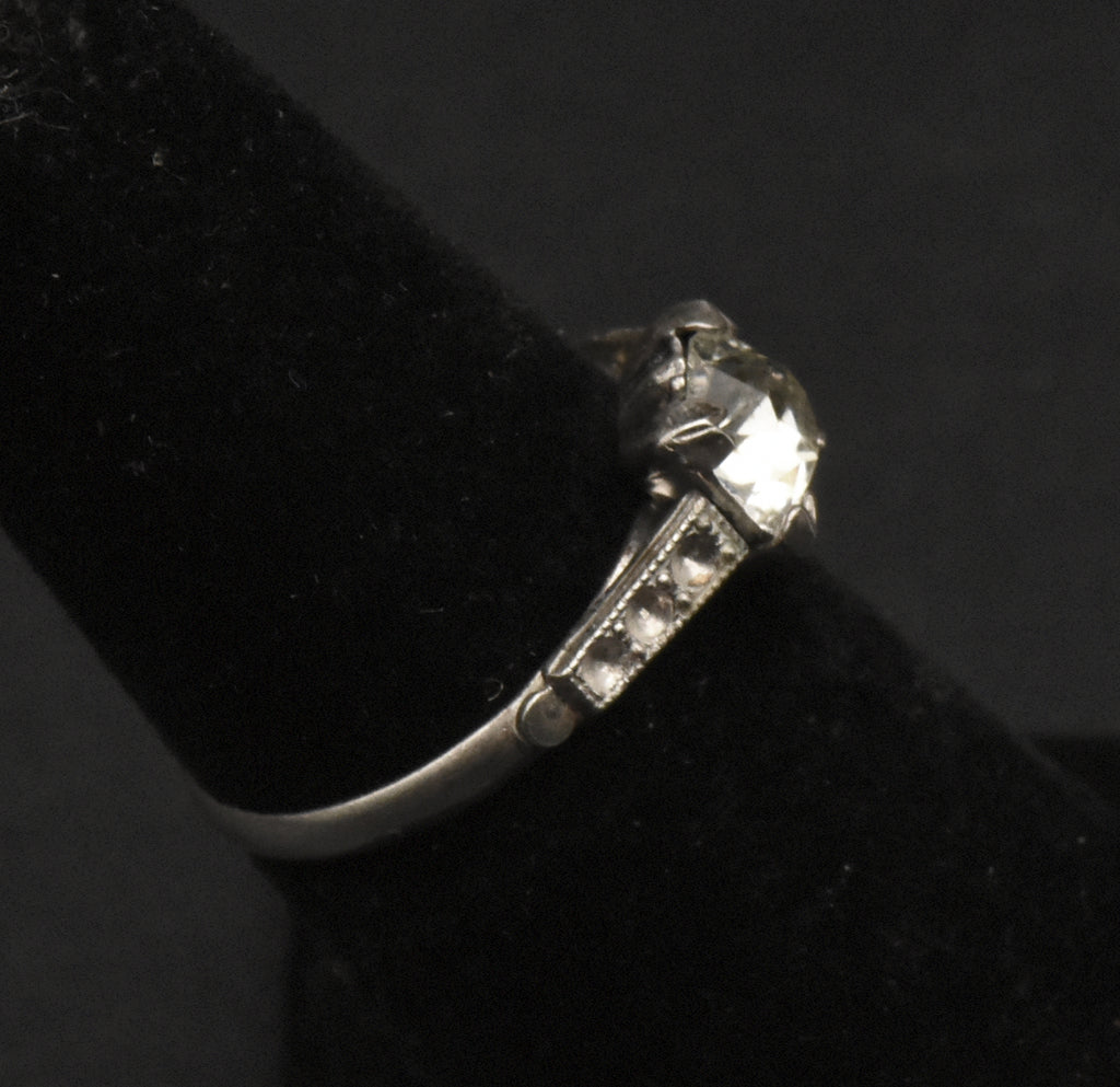 Vintage Sterling Silver Rhinestone Ring - Size 5.25