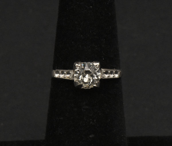 Vintage Sterling Silver Rhinestone Ring - Size 5.25