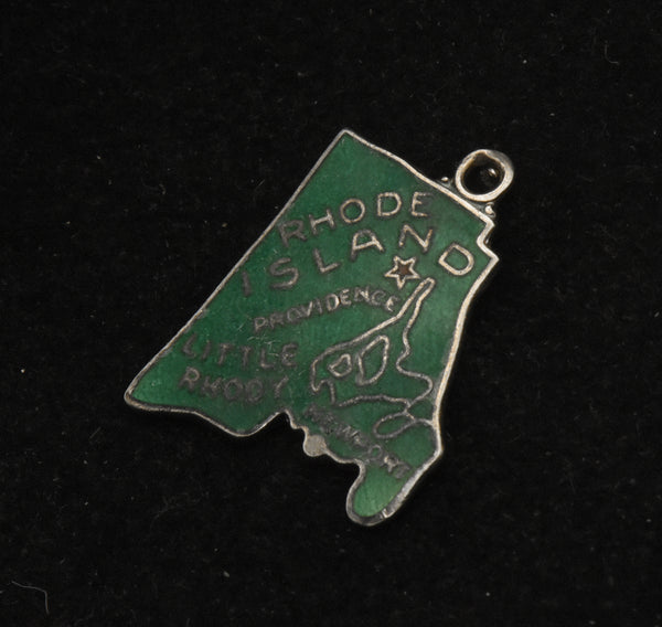 Vintage Rhode Island Sterling Silver Enamel Charm