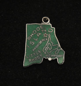 Vintage Rhode Island Sterling Silver Enamel Charm