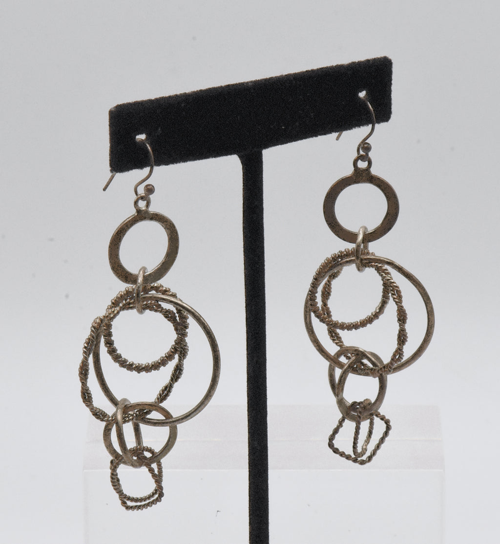 Vintage Sterling Silver Fun Eclectic Dangle Earrings