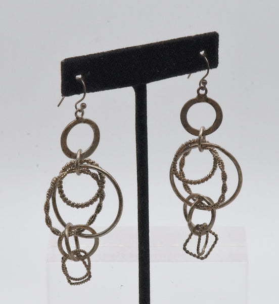 Vintage Sterling Silver Fun Eclectic Dangle Earrings