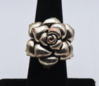 Vintage Silver Plated Adjustable Rose Ring