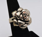Vintage Silver Plated Adjustable Rose Ring