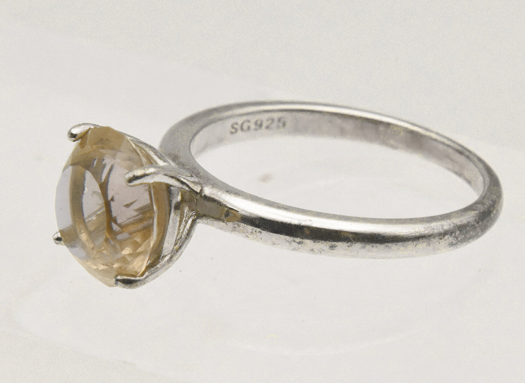 Vintage Sterling Silver Color Change Glass Ring - Size 9