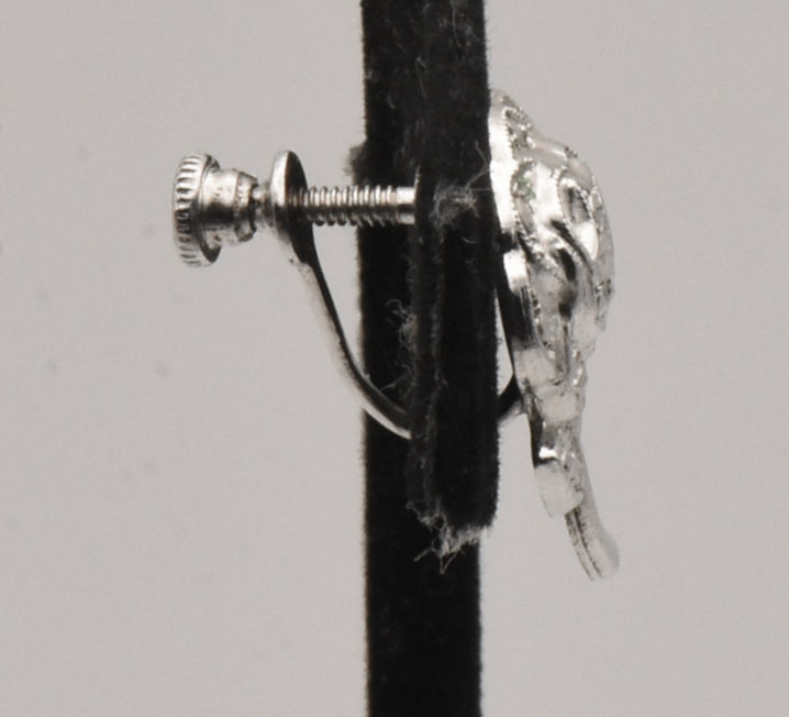 UNMATCHED Vintage Sterling Silver Rose Screw Back Earrings
