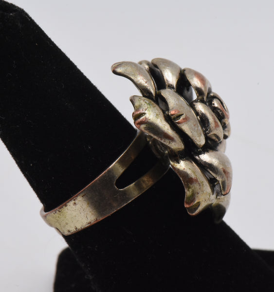 Vintage Silver Plated Adjustable Rose Ring