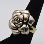 Vintage Silver Plated Adjustable Rose Ring