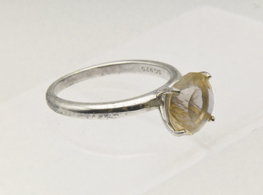 Vintage Sterling Silver Color Change Glass Ring - Size 9