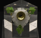 Russ - Vintage Acrylic Daisy in a Cube Paperweight