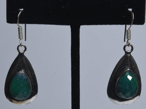 Emerald Sterling Silver Drop Earrings