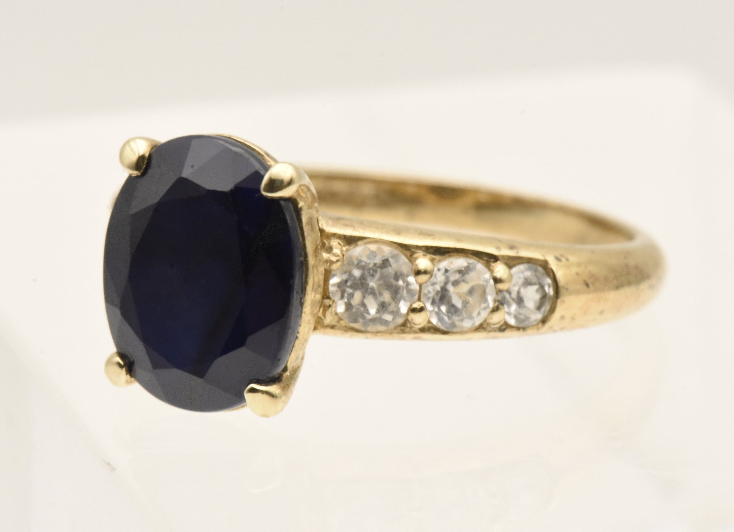 Vintage Vermeil Blue Sapphire and Topaz Ring - Size 9