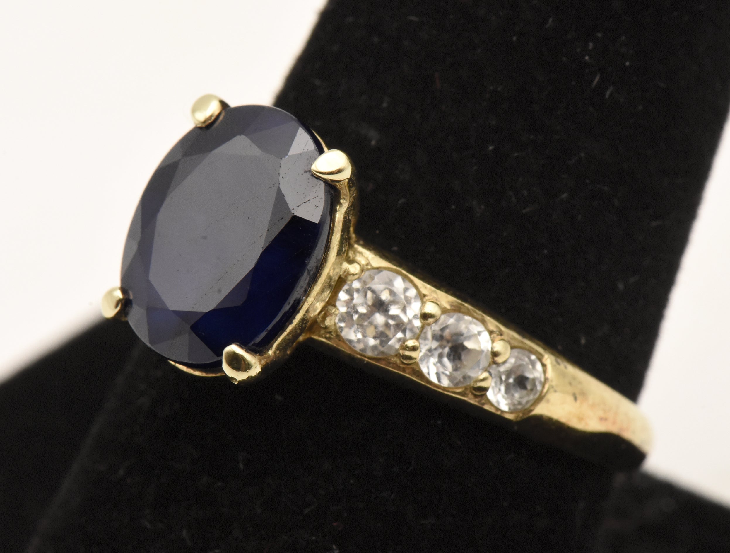 Vintage Vermeil Blue Sapphire and Topaz Ring - Size 9