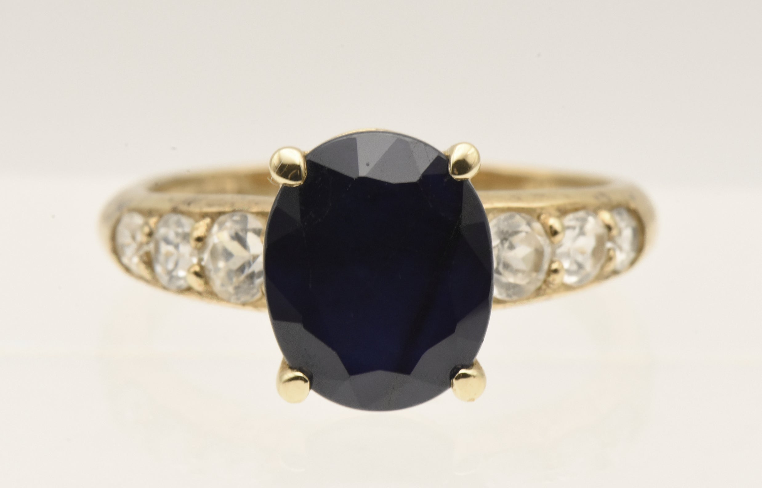 Vintage Vermeil Blue Sapphire and Topaz Ring - Size 9