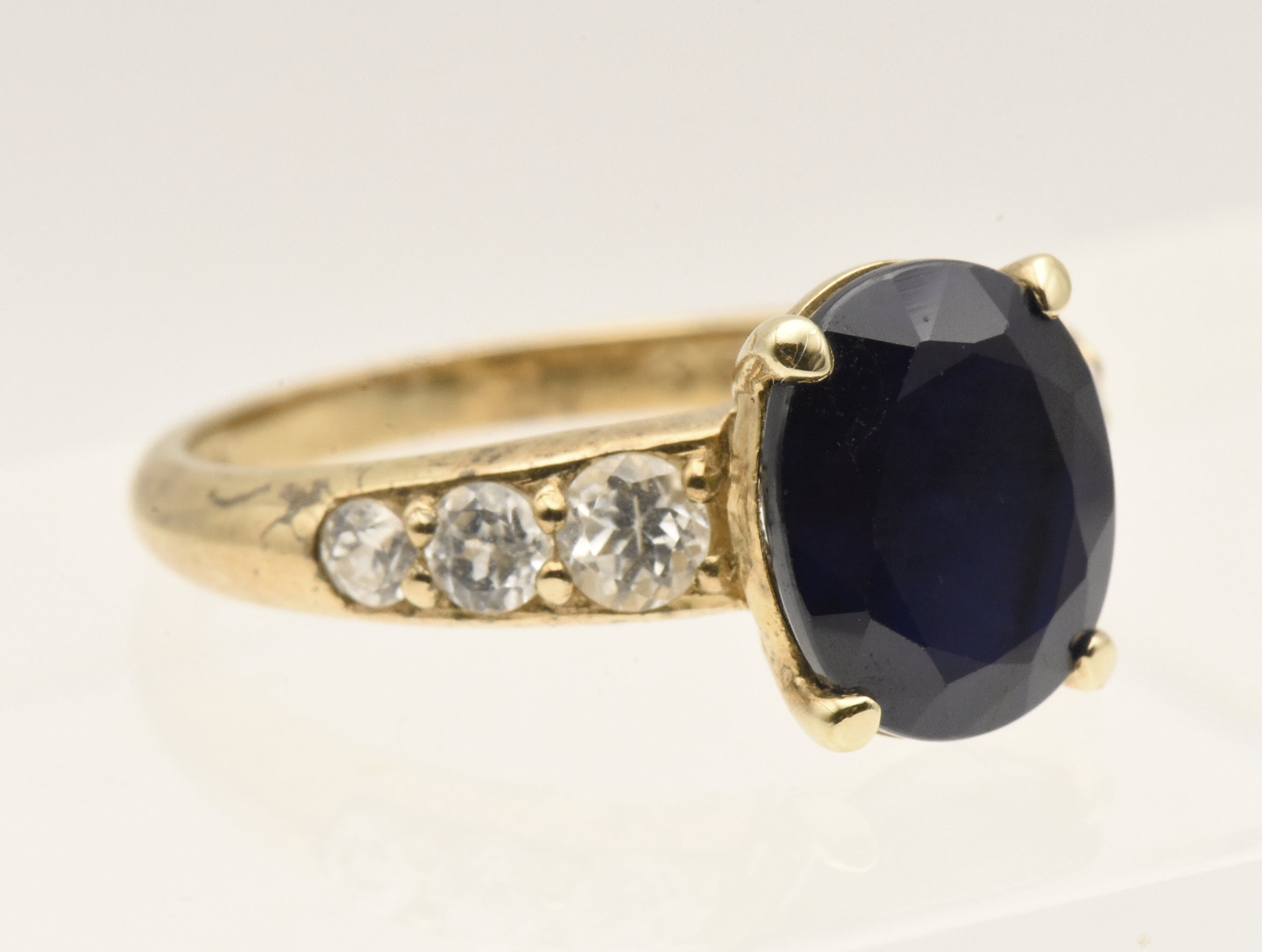 Vintage Vermeil Blue Sapphire and Topaz Ring - Size 9