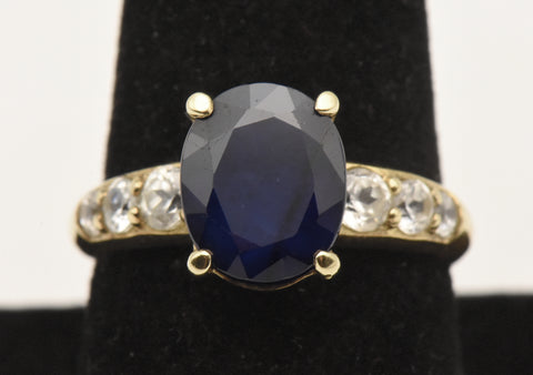 Vintage Vermeil Blue Sapphire and Topaz Ring - Size 9