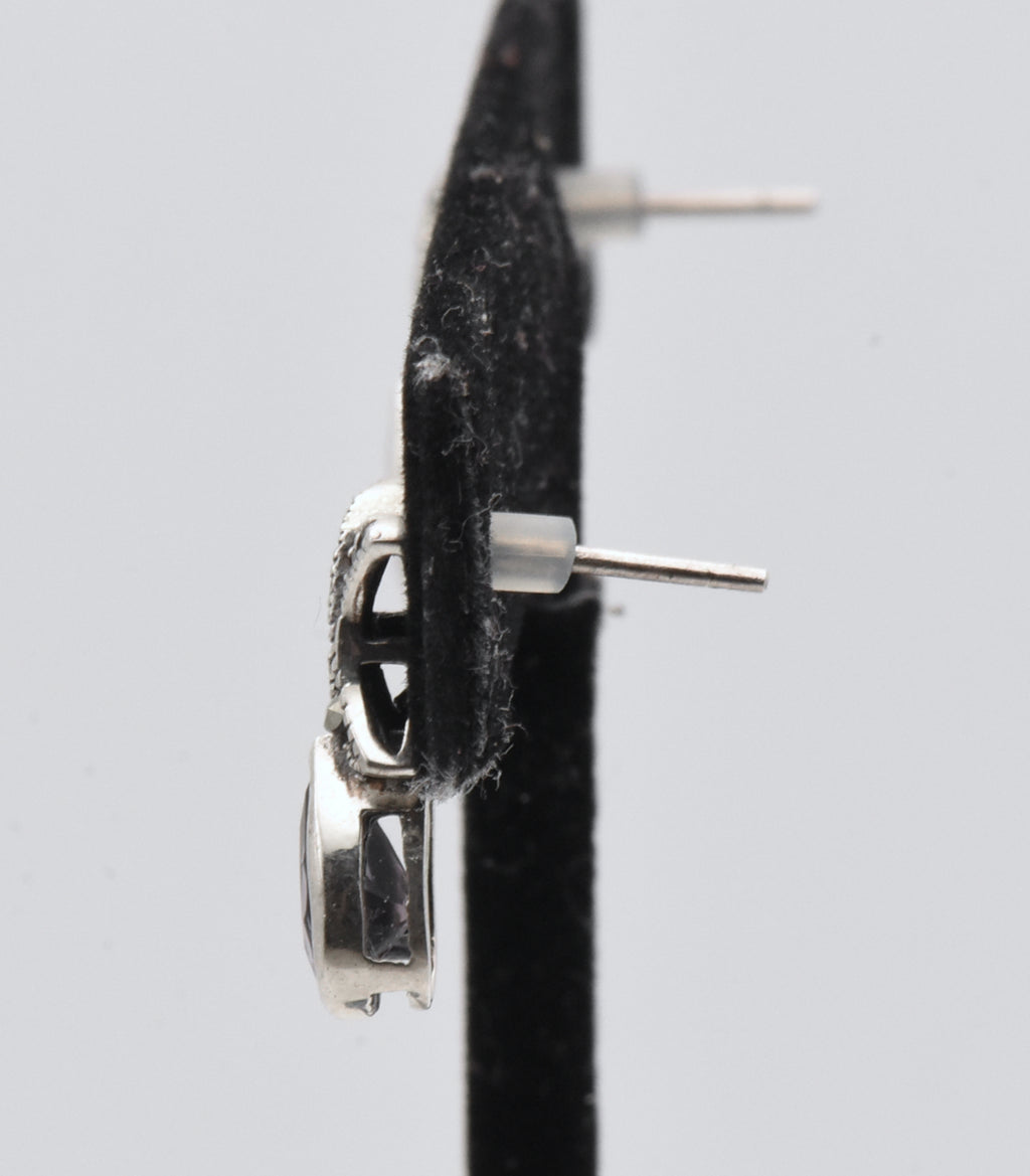 Sterling Silver Scapolite Earrings with Marcasite Stones