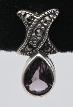 Sterling Silver Scapolite Earrings with Marcasite Stones