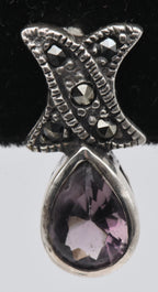 Sterling Silver Scapolite Earrings with Marcasite Stones