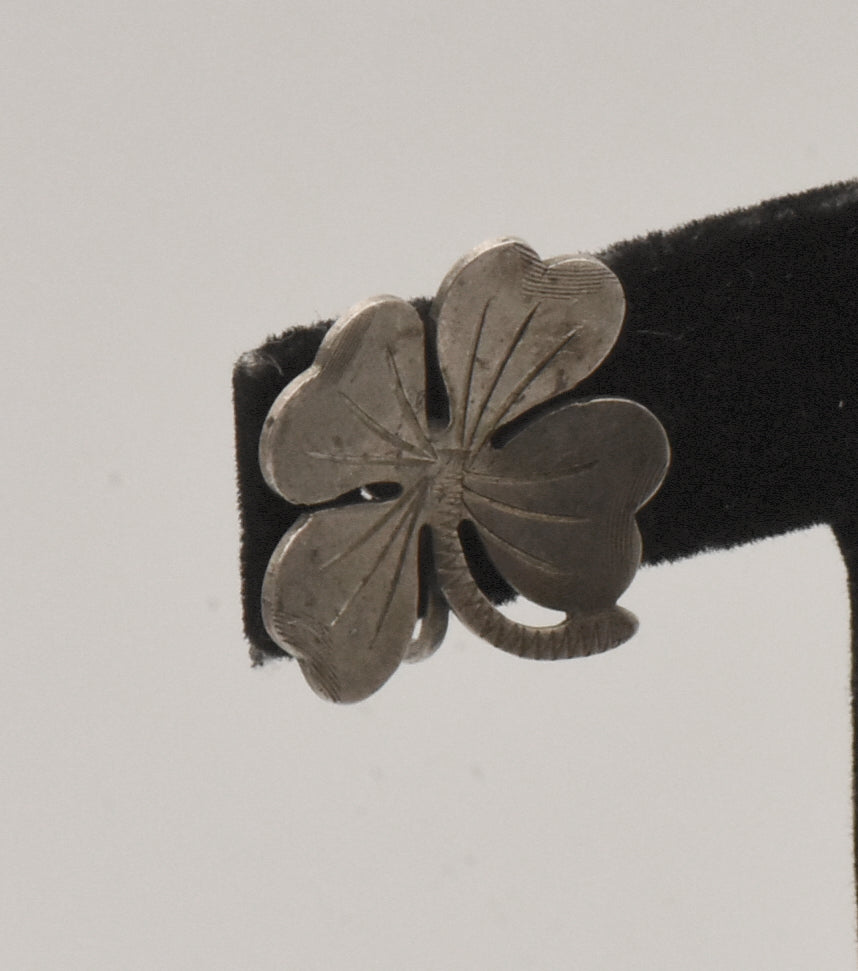 UNMATCHED Vintage Sterling Silver Shamrock Screw Back Earring
