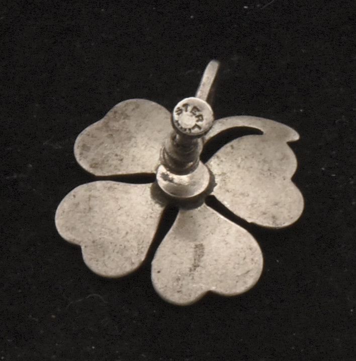 UNMATCHED Vintage Sterling Silver Shamrock Screw Back Earring