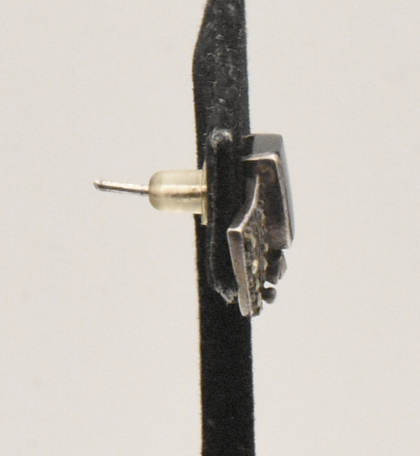 UNMATCHED Vintage Sterling Silver Art Deco Black Onyx and Marcasite Stud Earring