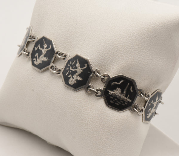 Vintage Sterling Silver Siam Dancer Bracelet