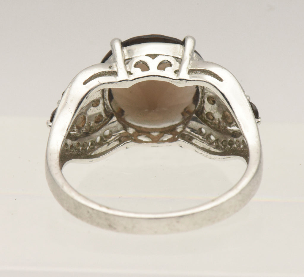 Vintage Sterling Silver Smoky Quartz and Topaz Ring - Size 9