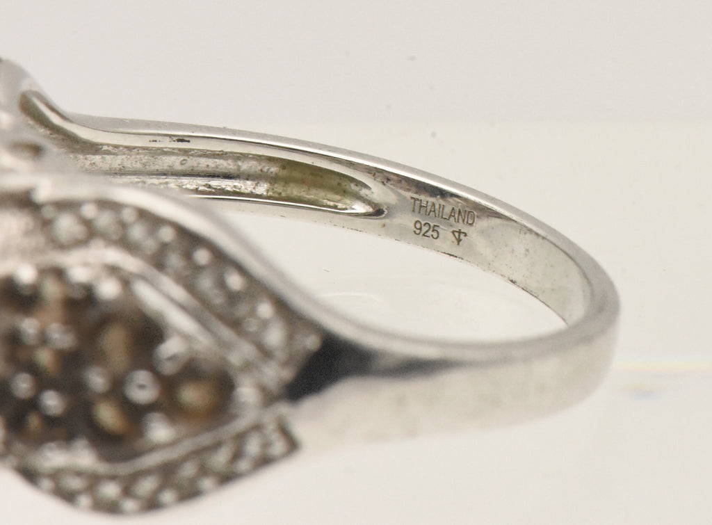 Vintage Sterling Silver Smoky Quartz and Topaz Ring - Size 9