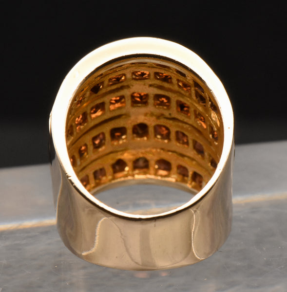 Vintage Vermeil Spessartine Garnet Finger Ring - Size 6.75 (MISSING ONE STONE)