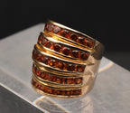 Vintage Vermeil Spessartine Garnet Finger Ring - Size 6.75 (MISSING ONE STONE)