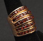 Vintage Vermeil Spessartine Garnet Finger Ring - Size 6.75 (MISSING ONE STONE)