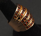 Vintage Vermeil Spessartine Garnet Finger Ring - Size 6.75 (MISSING ONE STONE)