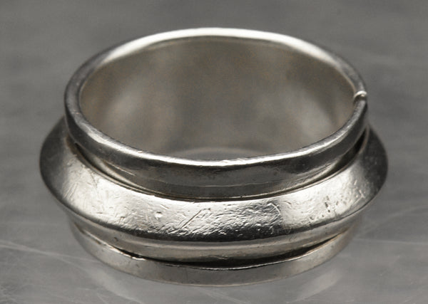 Vintage Sterling Silver Handmade Spinner Ring - Size 8