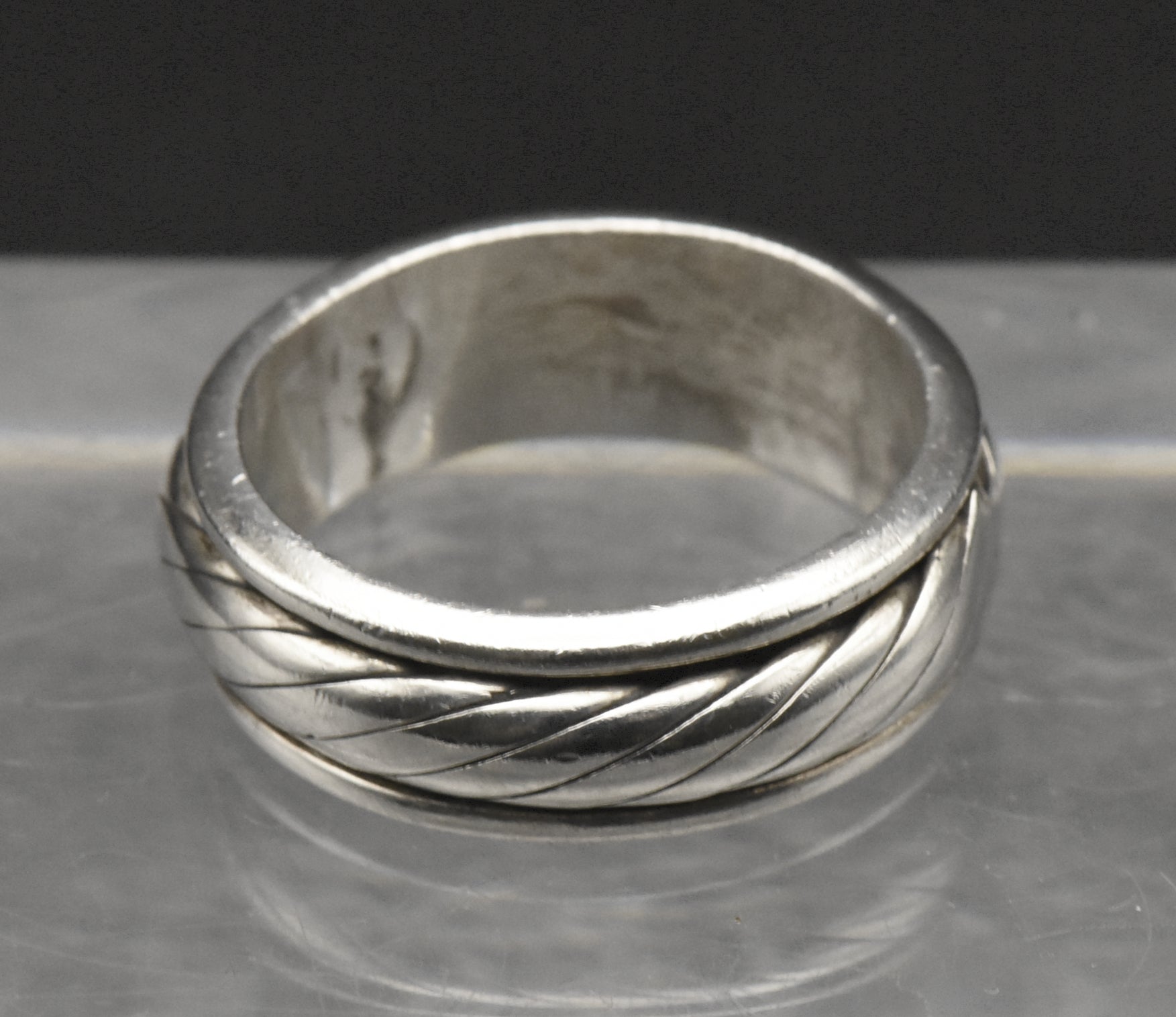 Vintage Handmade Sterling Silver Spinner Band - Size 8.5
