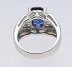 Sterling Silver Synthetic Blue Sapphire and Diamonique Cubic Zirconia Ring - Size 6