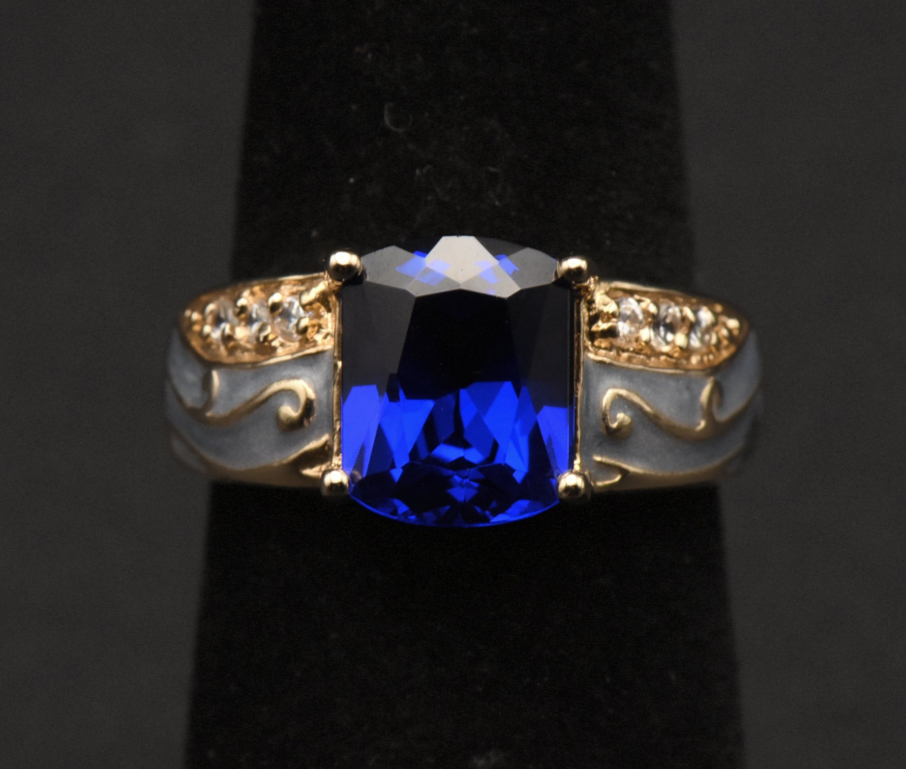 Ross-Simons - Vintage Synthetic Blue Spinel Vermeil Ring - Size 6