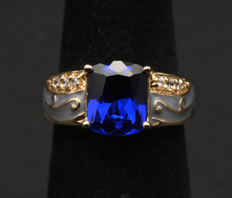Ross-Simons - Vintage Synthetic Blue Spinel Vermeil Ring - Size 6