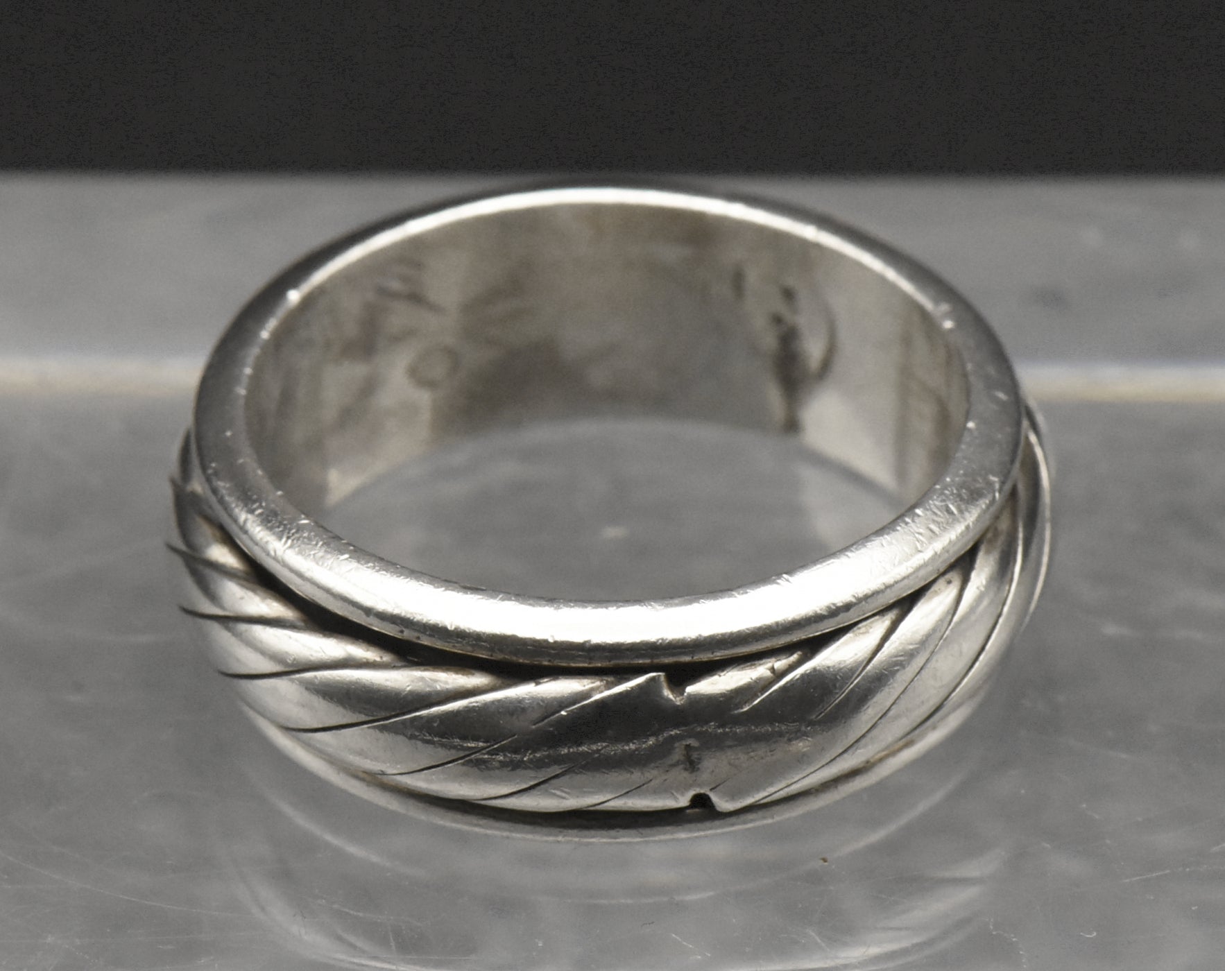 Vintage Handmade Sterling Silver Spinner Band - Size 8.5