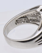 Sterling Silver Synthetic Blue Sapphire and Diamonique Cubic Zirconia Ring - Size 6