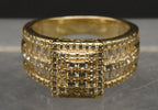 Vintage Gold Tone Sterling Silver Rhinestone Ring - Size 9