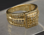 Vintage Gold Tone Sterling Silver Rhinestone Ring - Size 9