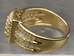 Vintage Gold Tone Sterling Silver Rhinestone Ring - Size 9