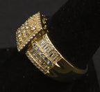 Vintage Gold Tone Sterling Silver Rhinestone Ring - Size 9