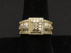 Vintage Gold Tone Sterling Silver Rhinestone Ring - Size 9